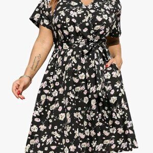 Nemidor Womens Casual Plus Size Summer Boho Swing Wrap Dress Floral Print